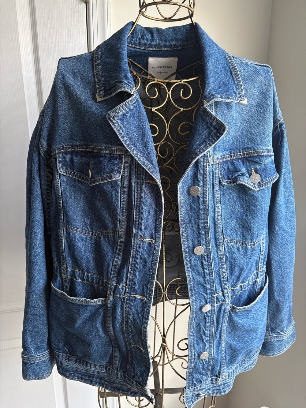 Habitual Medium Blue Denim Jacket with Button Front
